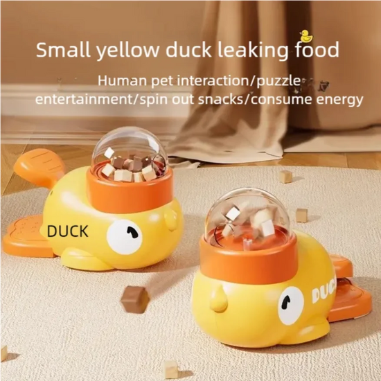 Yellow Rubber Duck-Shaped Interactive Feeder for Dogs and Cats: A Treat Dispensing Puzzle Toy Designed for Pet Training