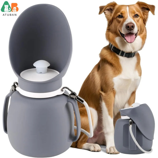 ATUBAN Silicone Dog Water Bottle,2-in-1 Foldable&Leakproof,BPA-Free,Ideal for Hiking,Car Travel & Training,with Carabiner,800ml