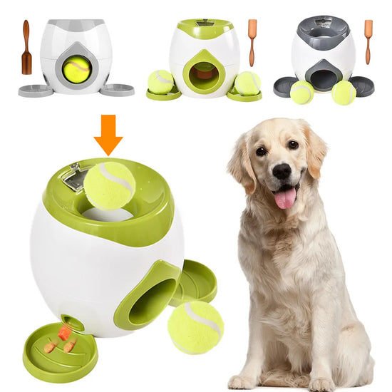 Automatic Dog Ball Launcher Dog Tennis Food Reward Machine Interactive Dog Ball Thrower Mental Stimulation Dog Toys with 2 Balls