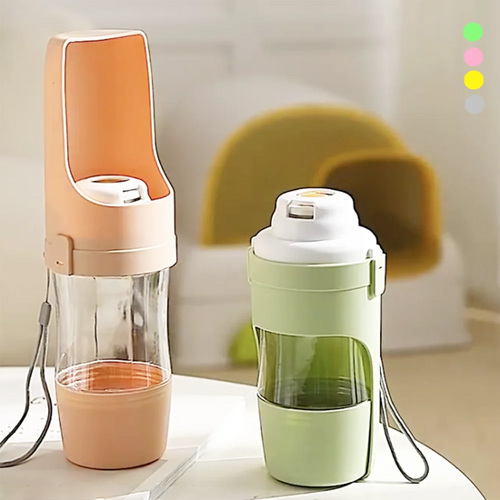 New Portable Two-In-One Foldable Pet Water Bottle with Food Container Pet Travel Bowl Puppy Cat Dog Outdoor Drinking and Feeding Device