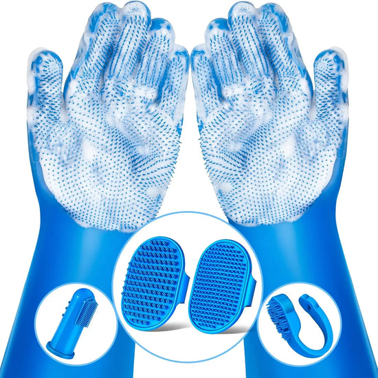 6PCS Pet Grooming Kit for DogsCats  Dog Washing Gloves Bath Brush Bath Gloves Shampoo Brush Pet Grooming Gloves Bath Supplies